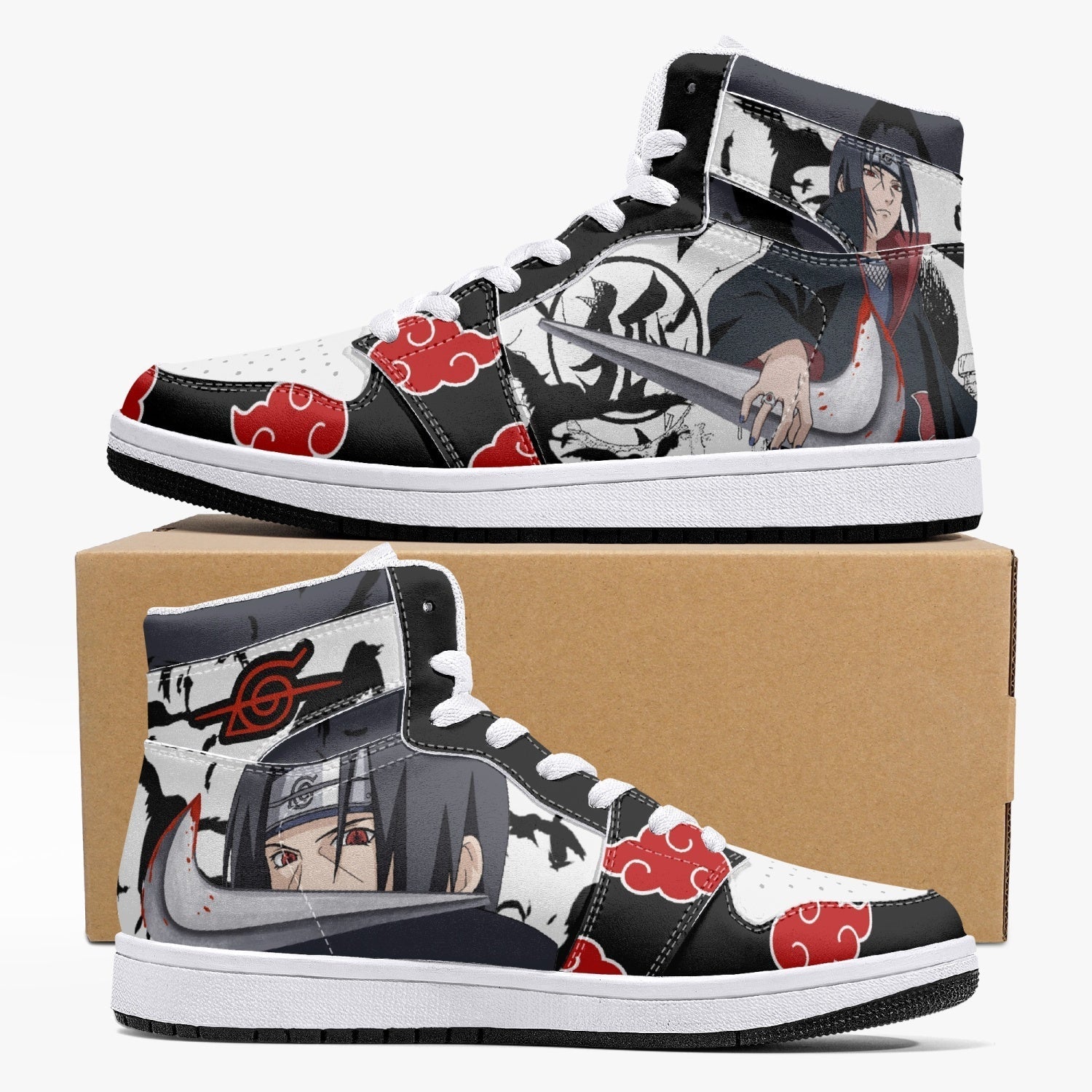 Itachi Uchiha V2 Naruto J-Force custom anime Shoes-Black-Men-US5/EU38-Anime Shoe Shop full display