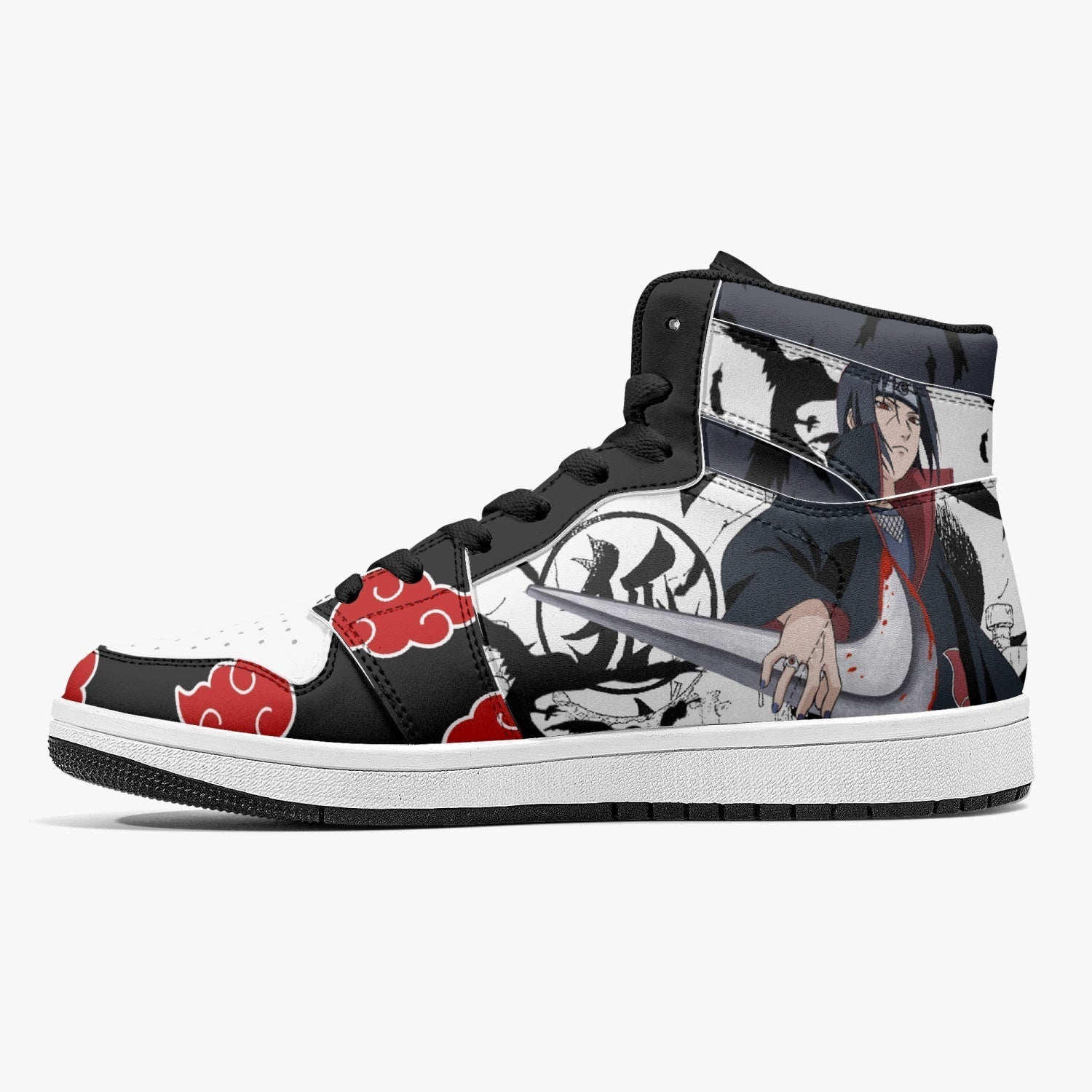 Itachi Uchiha V2 Naruto J-Force custom anime Shoes-Black-Men-US5/EU38-Anime Shoe Shop left side look