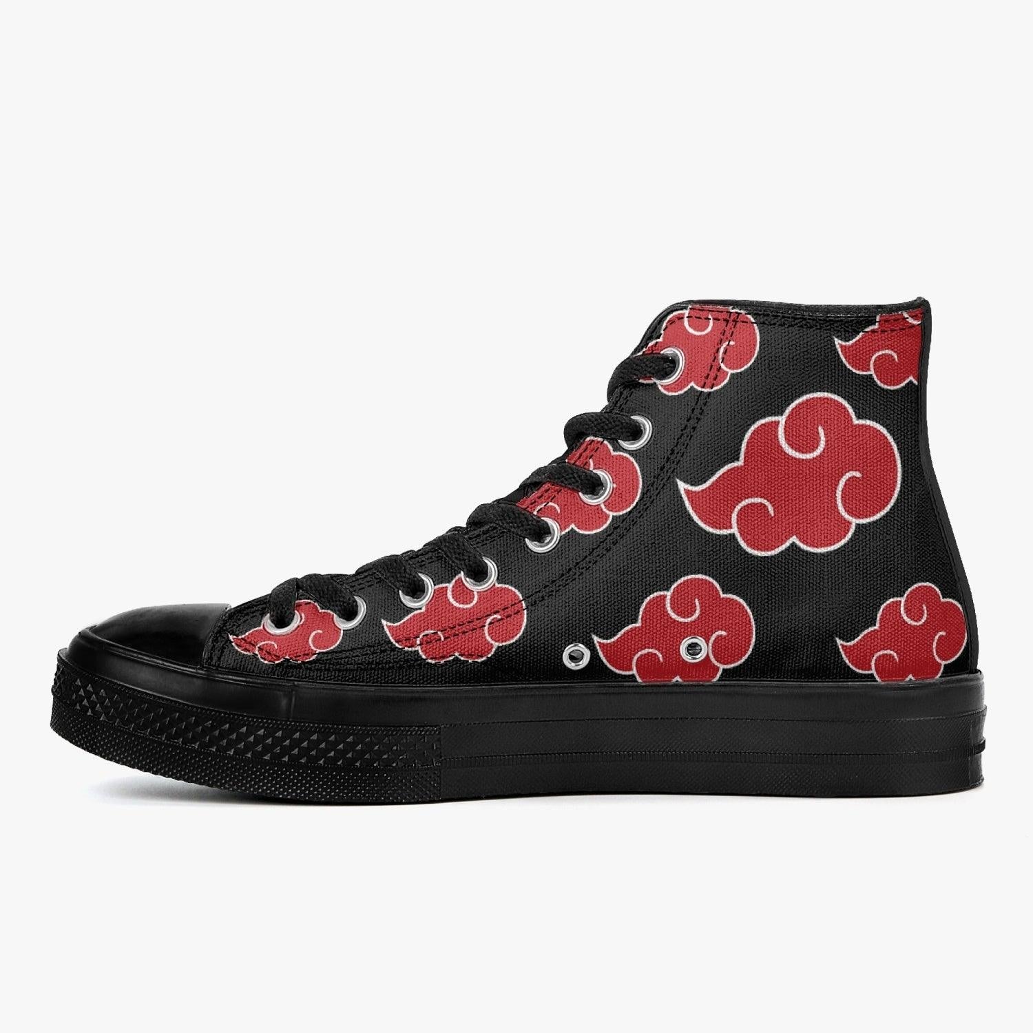 Naruto Akatsuki Premium All Black High Top Canvas custom anime Shoes - left view
