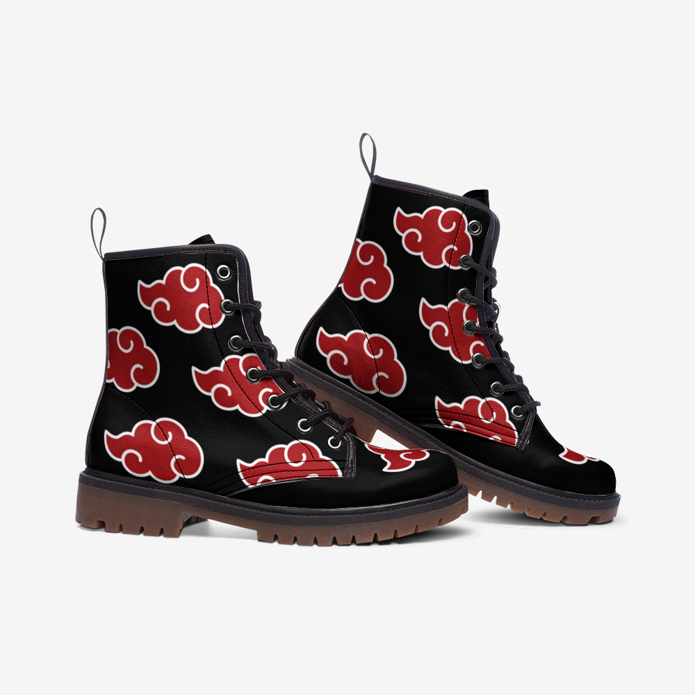 Akatsuki Naruto Leather Mountain Boots-3 Men / 4.5 Women-Black-Anime Shoe Shop- black with logo