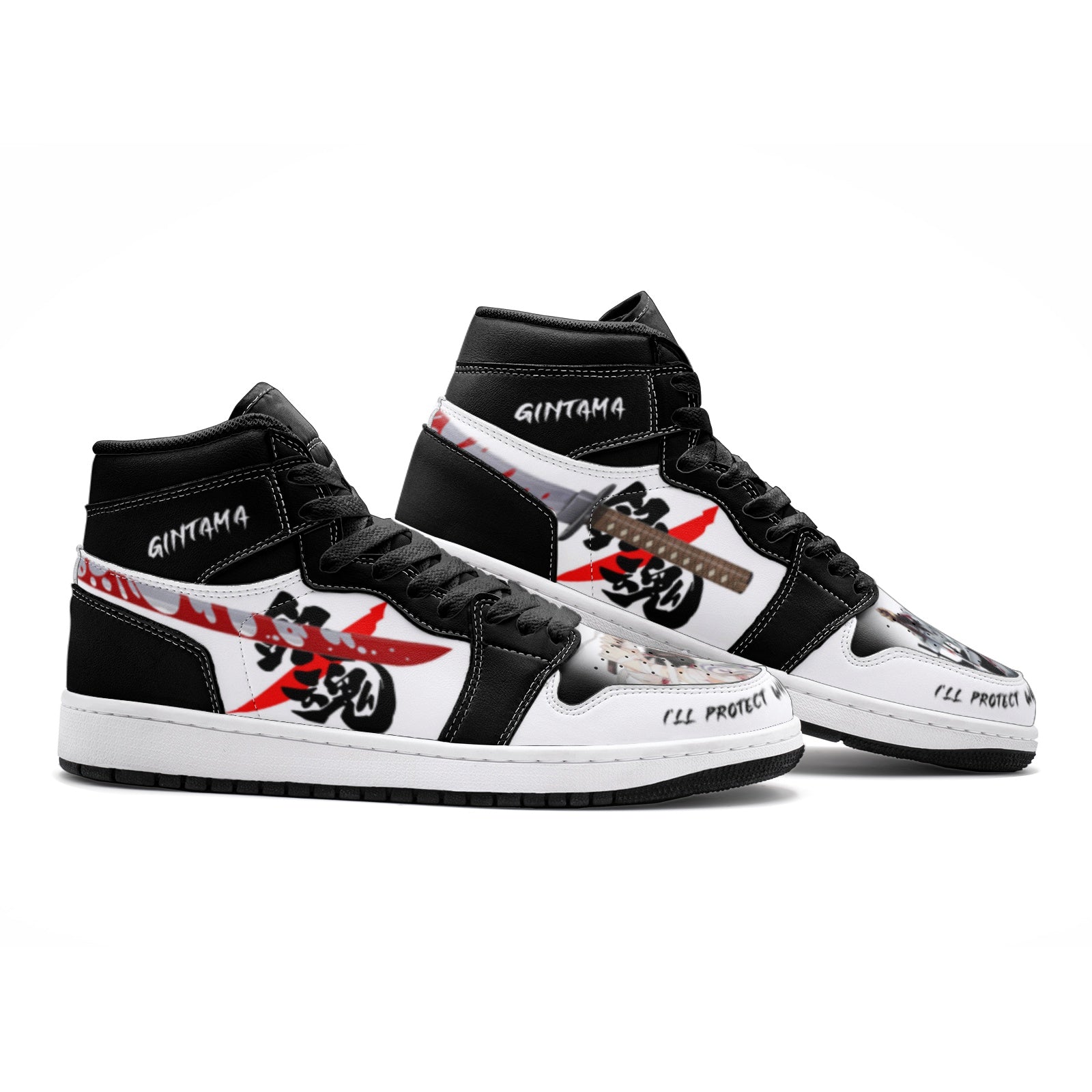 I'll Protect What I Want to Gintama JD1 Shoes-3 Men / 4.5 Women-White-Anime Shoe Shop