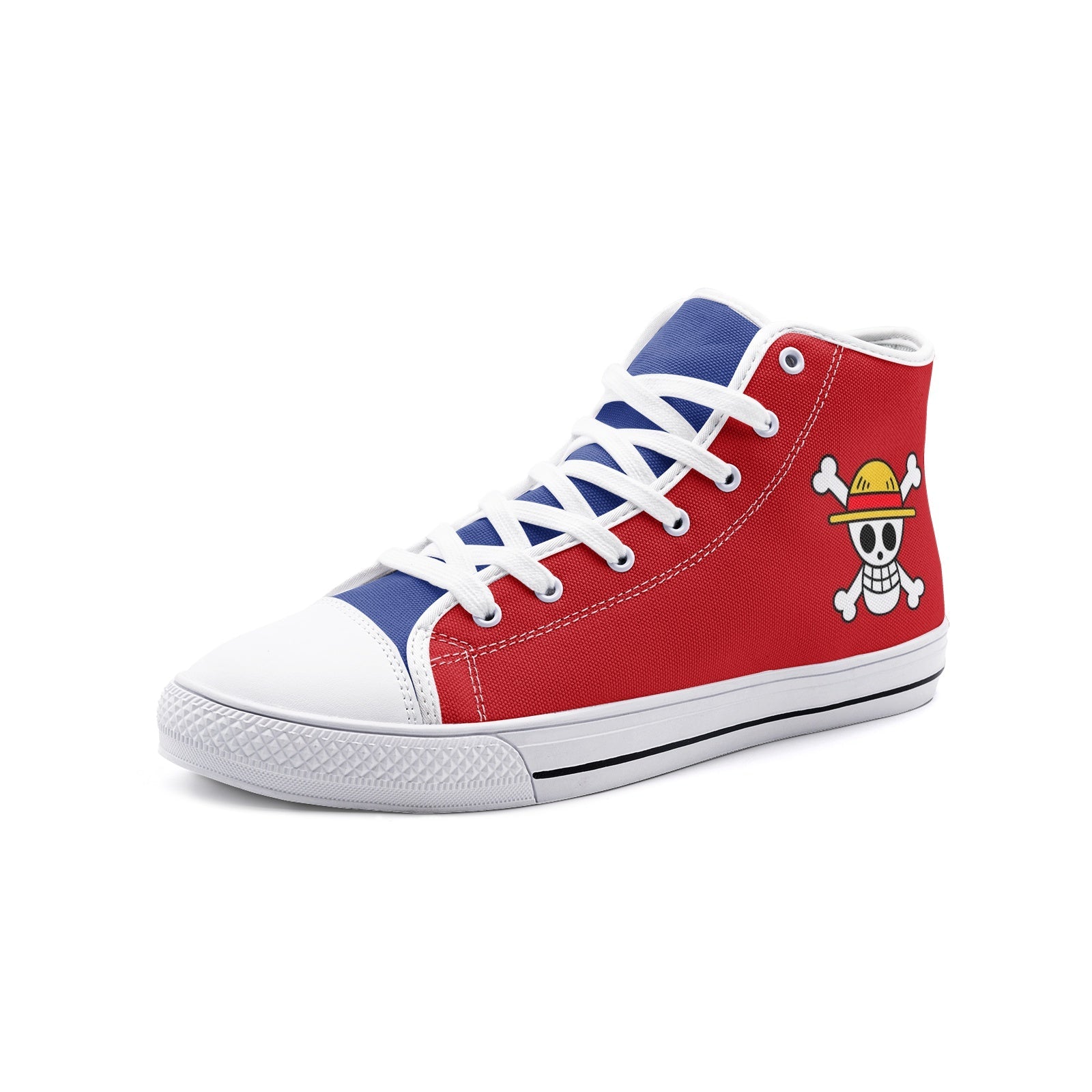 Monkey D. Luffy One Piece Classic High Top Canvas Shoes-3 Men / 4.5 Women-White-Anime Shoe Shop