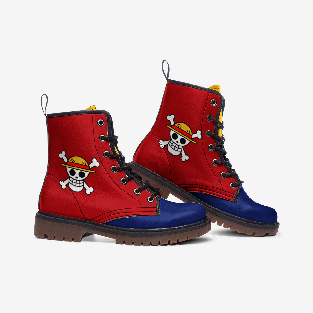Monkey D. Luffy One Piece Leather Mountain Boots-3 Men / 4.5 Women-Black-Anime Shoe Shop