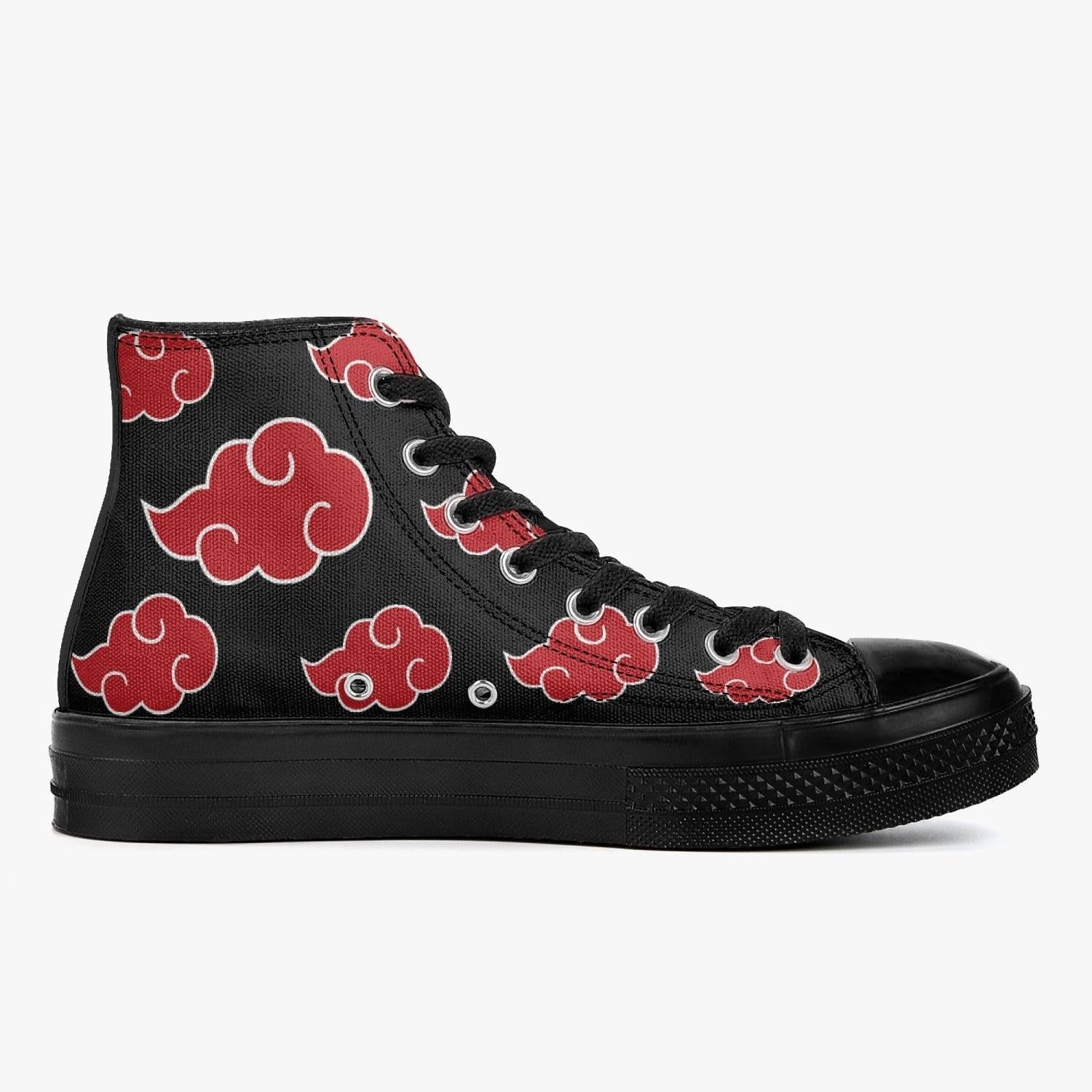 Naruto Akatsuki Premium All Black High Top Canvas custom anime Shoes -  right side view